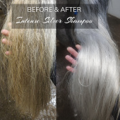 Före & efter Intense Silver Shampoo